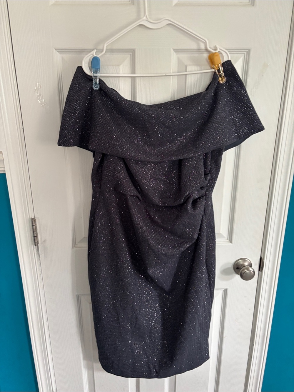 Vince Camuto Black Sparkle Off-Shoulder Cocktail Dress